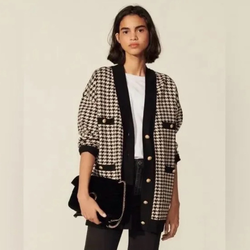 Sandro Houndstooth cardigan